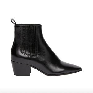 Paige Ryan Block Heel Leather Western Chelsea Boot In Black